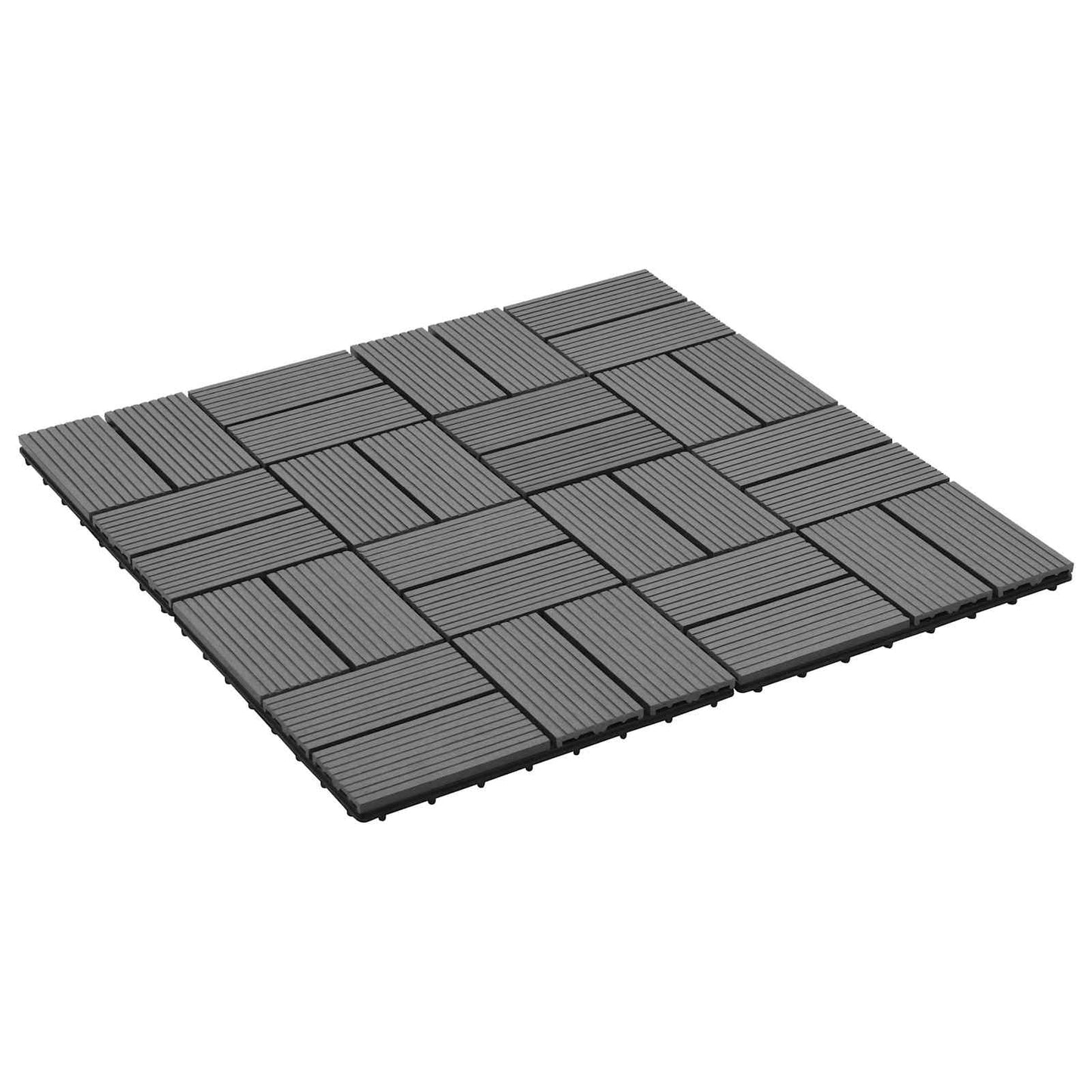 Decking Tile 11 pcs Grey 30 x 30 cm WPC
