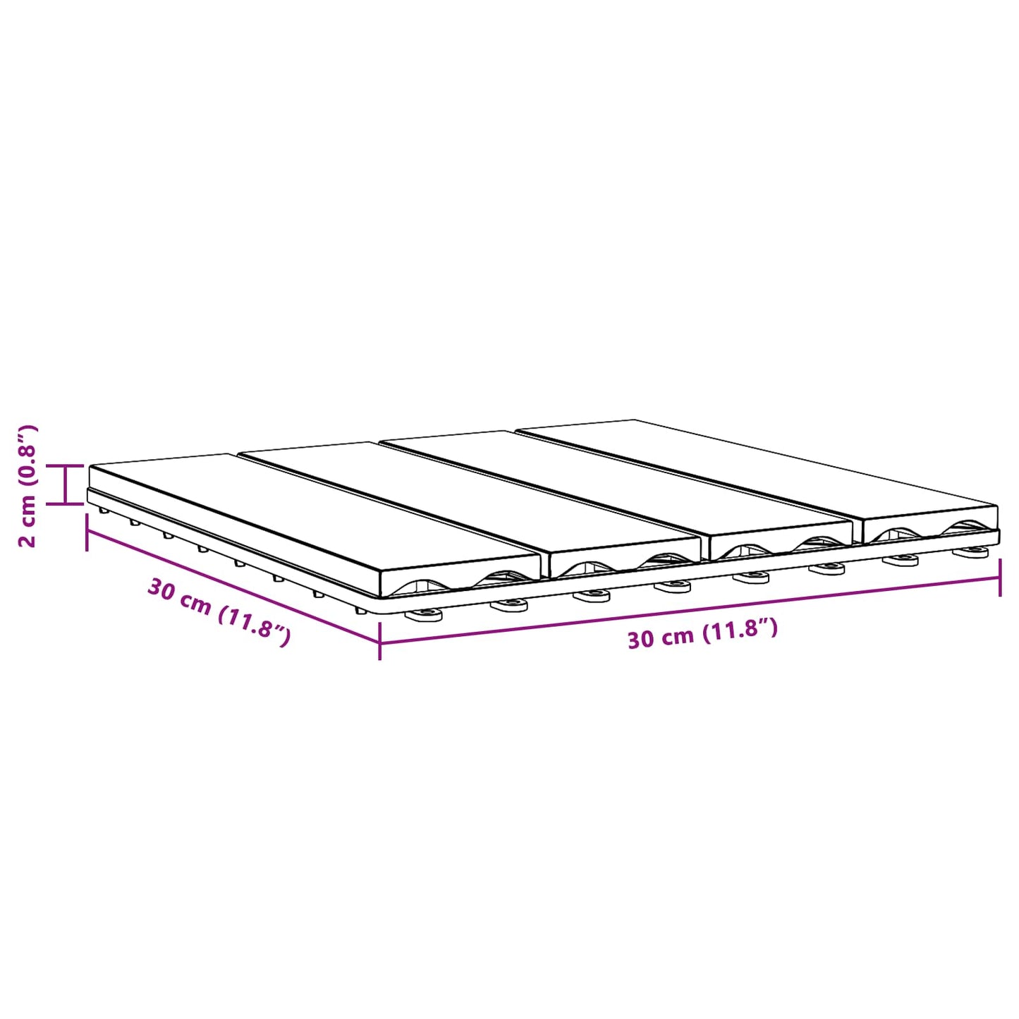 Decking Tile 3D Design 11 pcs Light Brown 30 x 30 cm WPC