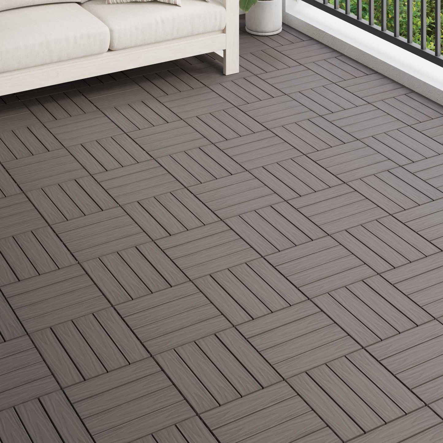 Decking Tile 3D Design 11 pcs Dark Brown 30 x 30 cm WPC