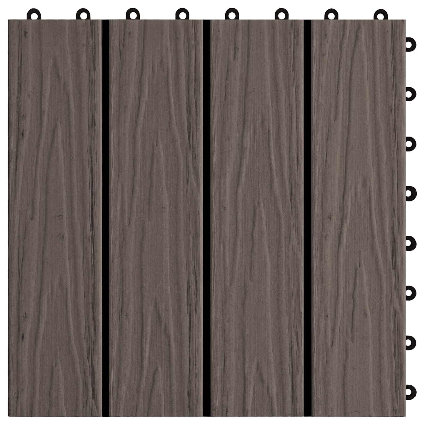 Decking Tile 3D Design 11 pcs Dark Brown 30 x 30 cm WPC