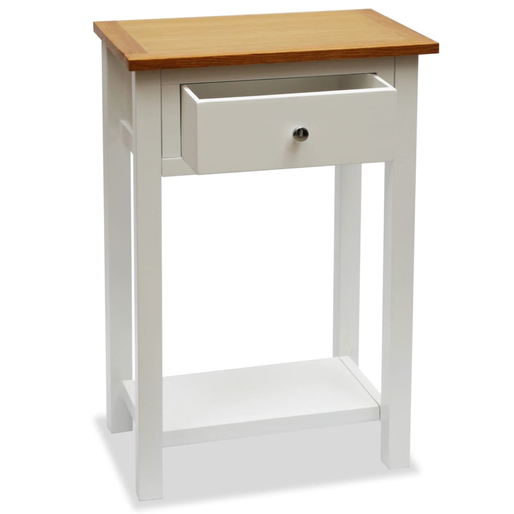 247048 vidaXL End Table 50x32x75 cm Solid Oak Wood
