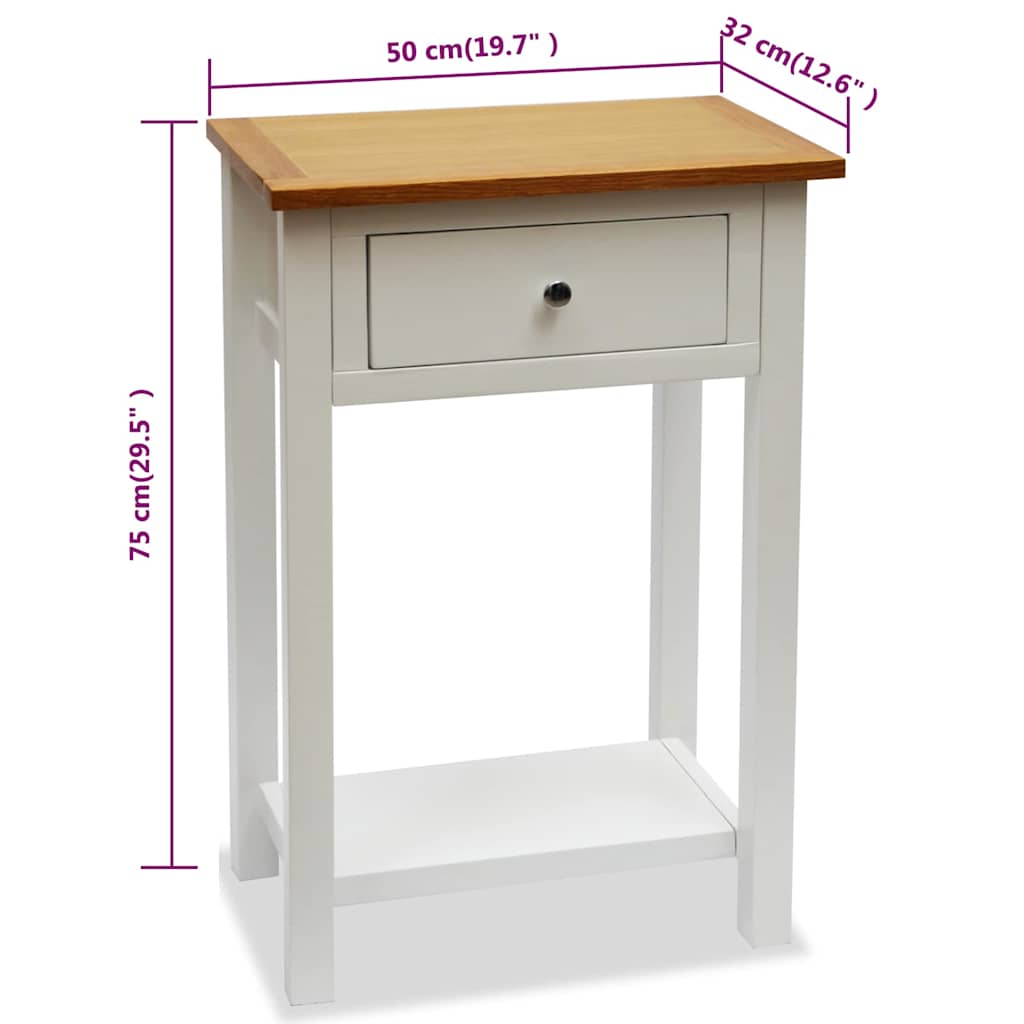 247048 vidaXL End Table 50x32x75 cm Solid Oak Wood