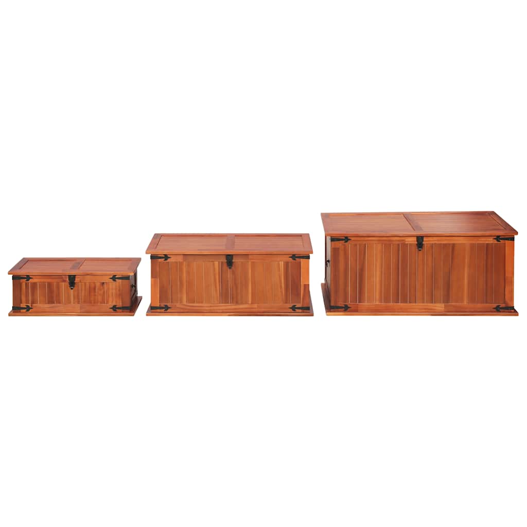 247243 vidaXL Storage Chests 3 pcs Solid Acacia Wood