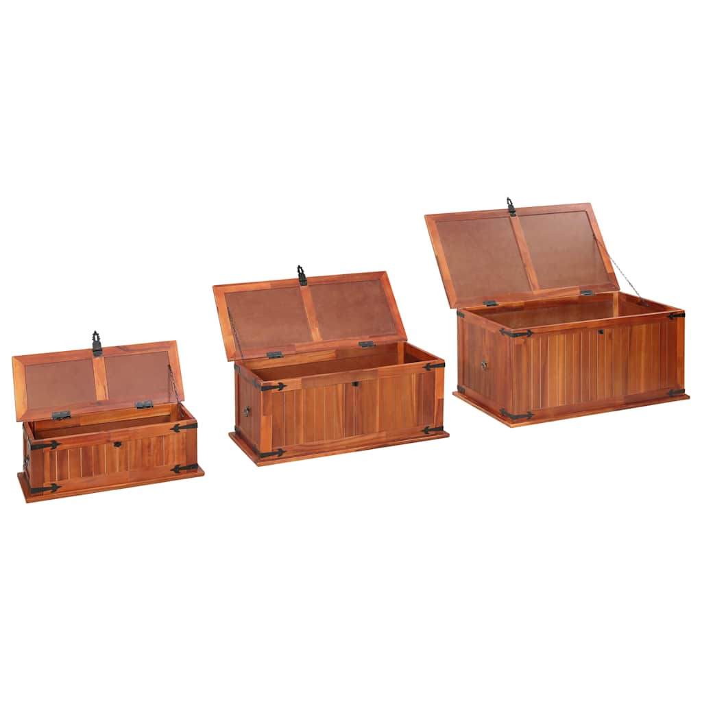 247243 vidaXL Storage Chests 3 pcs Solid Acacia Wood