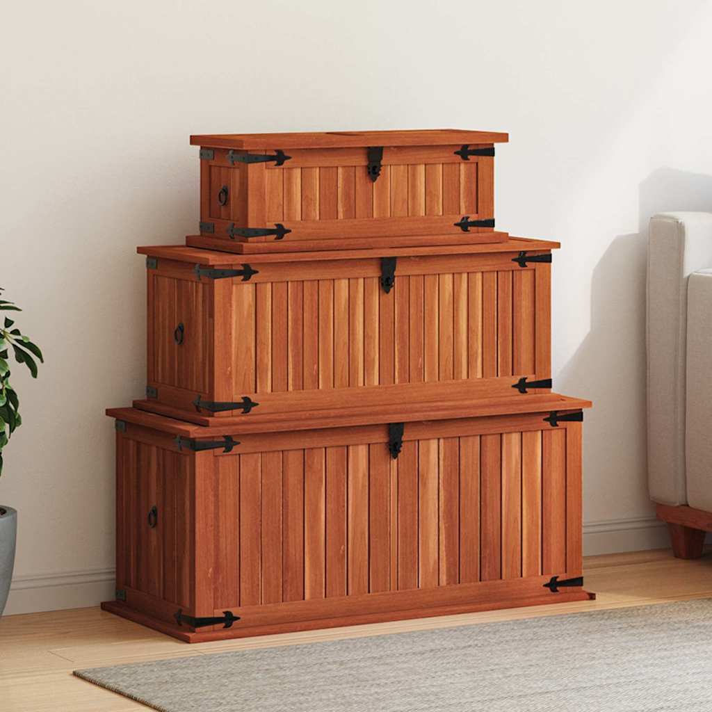 247243 vidaXL Storage Chests 3 pcs Solid Acacia Wood