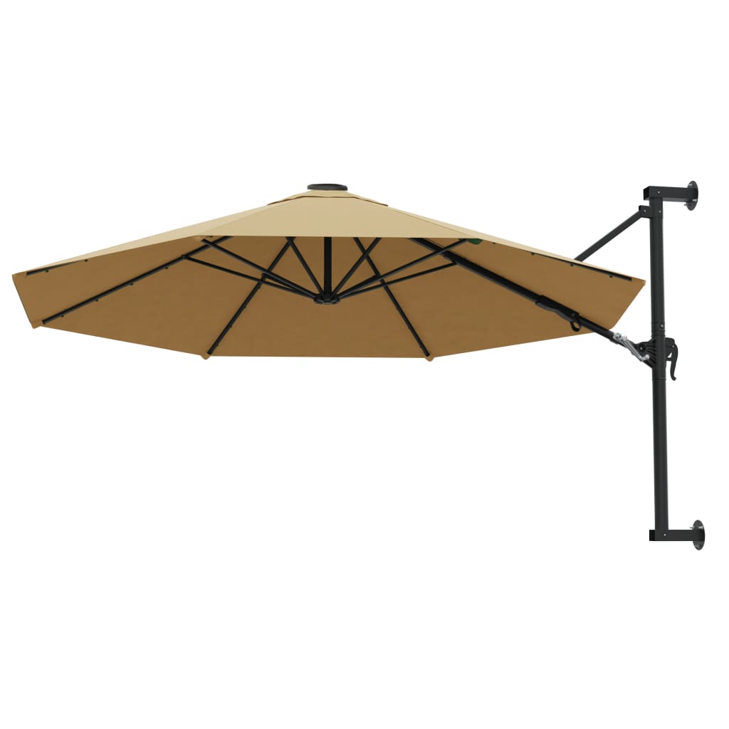 vidaXL Wall-Mounted Garden Parasol with Metal Pole 300 cm Taupe