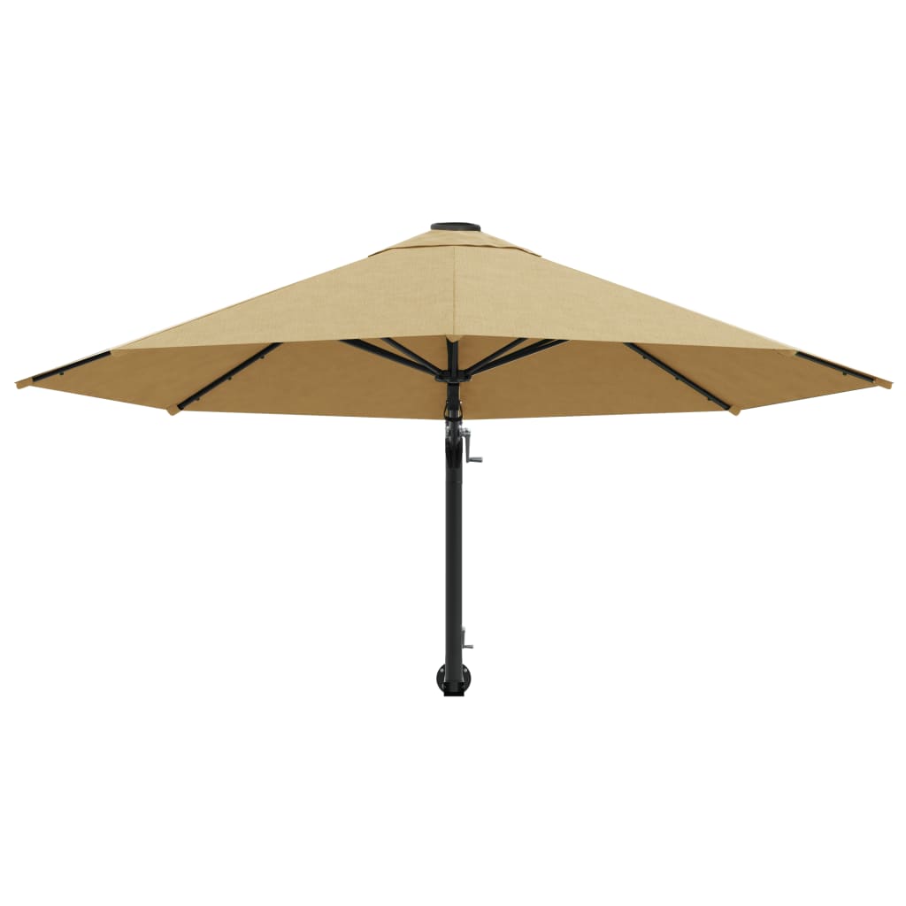 vidaXL Wall-Mounted Garden Parasol with Metal Pole 300 cm Taupe