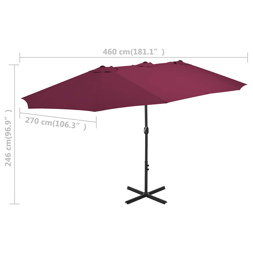 Garden Parasol | Bordeaux Red | Polyester, Aluminium | Extra large
