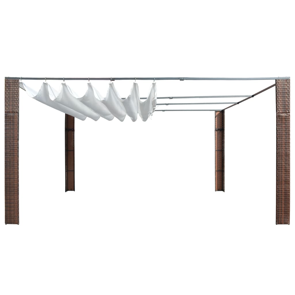 Gazebo | Brown and Cream | Powder-coated steel and PE rattan | 400x400 cm