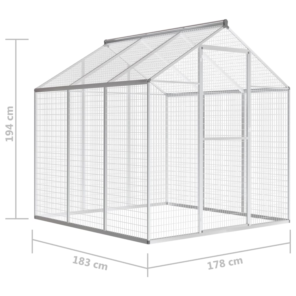 vidaXL Outdoor Aviary Aluminium 183x178x194 cm