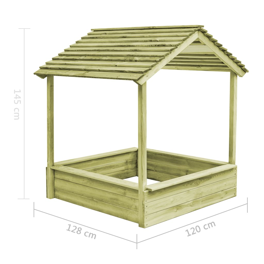 vidaXL Outdoor Playhouse with Sandpit 128x120x145 cm Pinewood