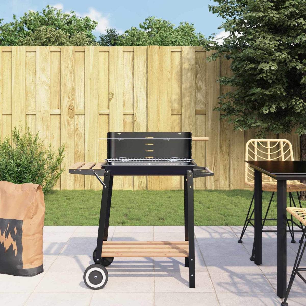 45367 vidaXL Charcoal BBQ Stand with Wheels
