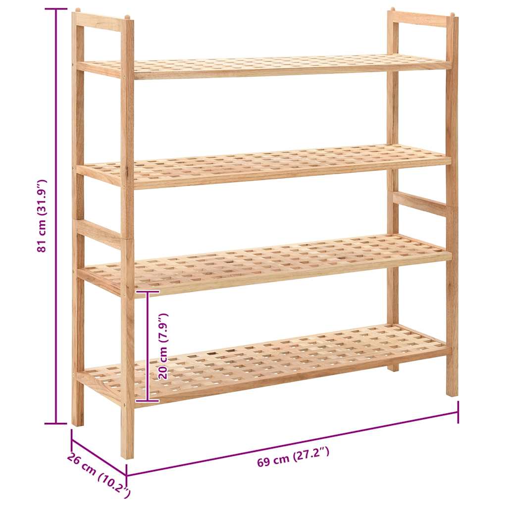 Shoe Rack | Brown | Solid walnut wood | Medium | Shoe Rack | Rectangular