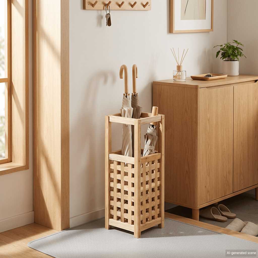 Umbrella Stand Solid Walnut Wood 18x18x50 cm