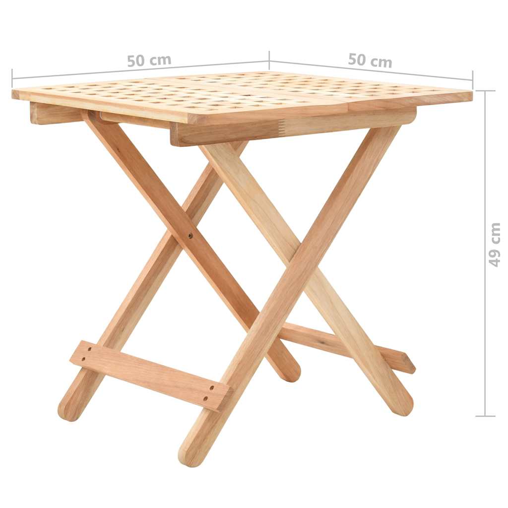 247105 vidaXL Foldable Side Table Solid Walnut Wood 50x50x49 cm