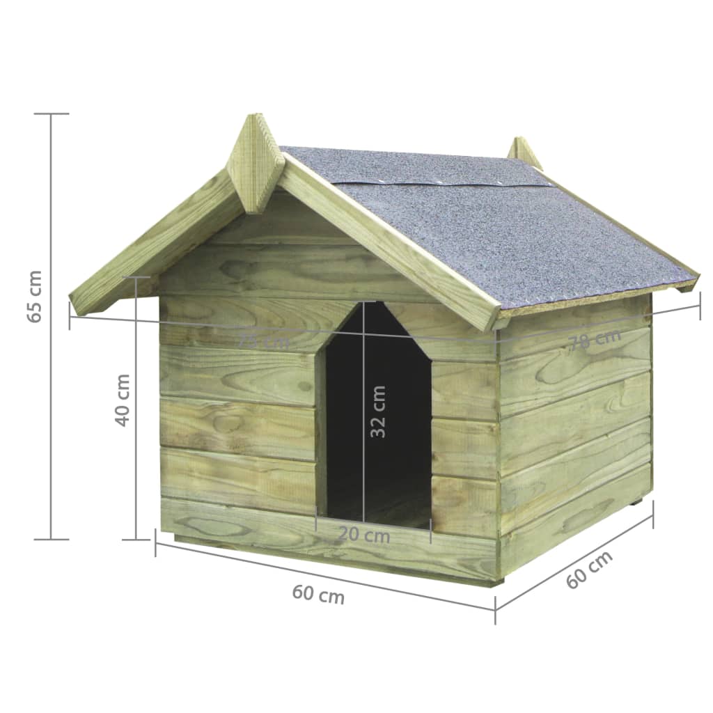 Garden Dog House with Opening Roof Impregnated Pinewood