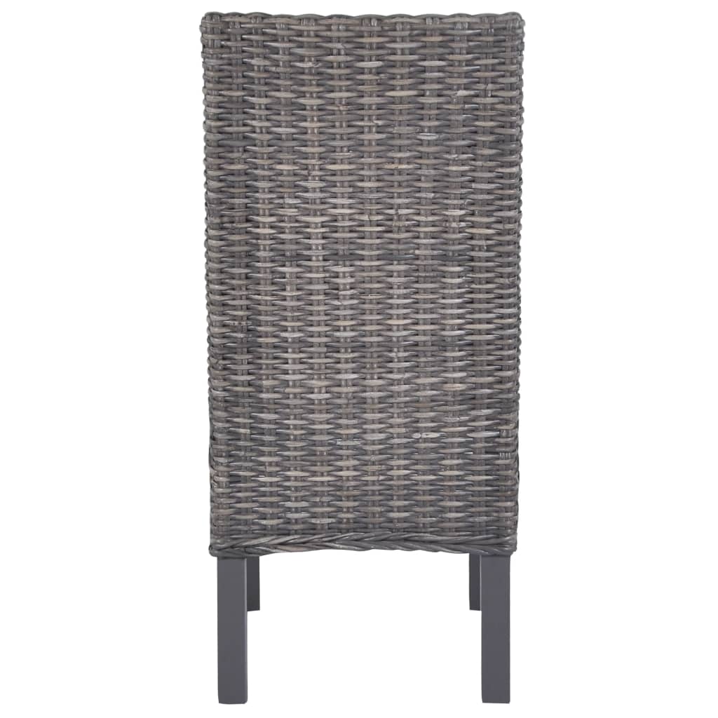 vidaXL Dining Chairs 4 pcs Brown Kubu Rattan and Mango Wood