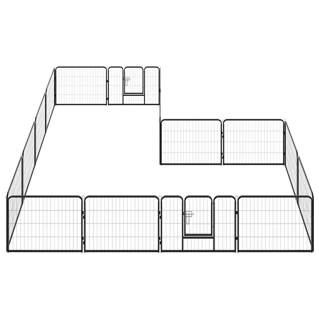 Dog Playpen 16 Panels Steel 60x80 cm Black