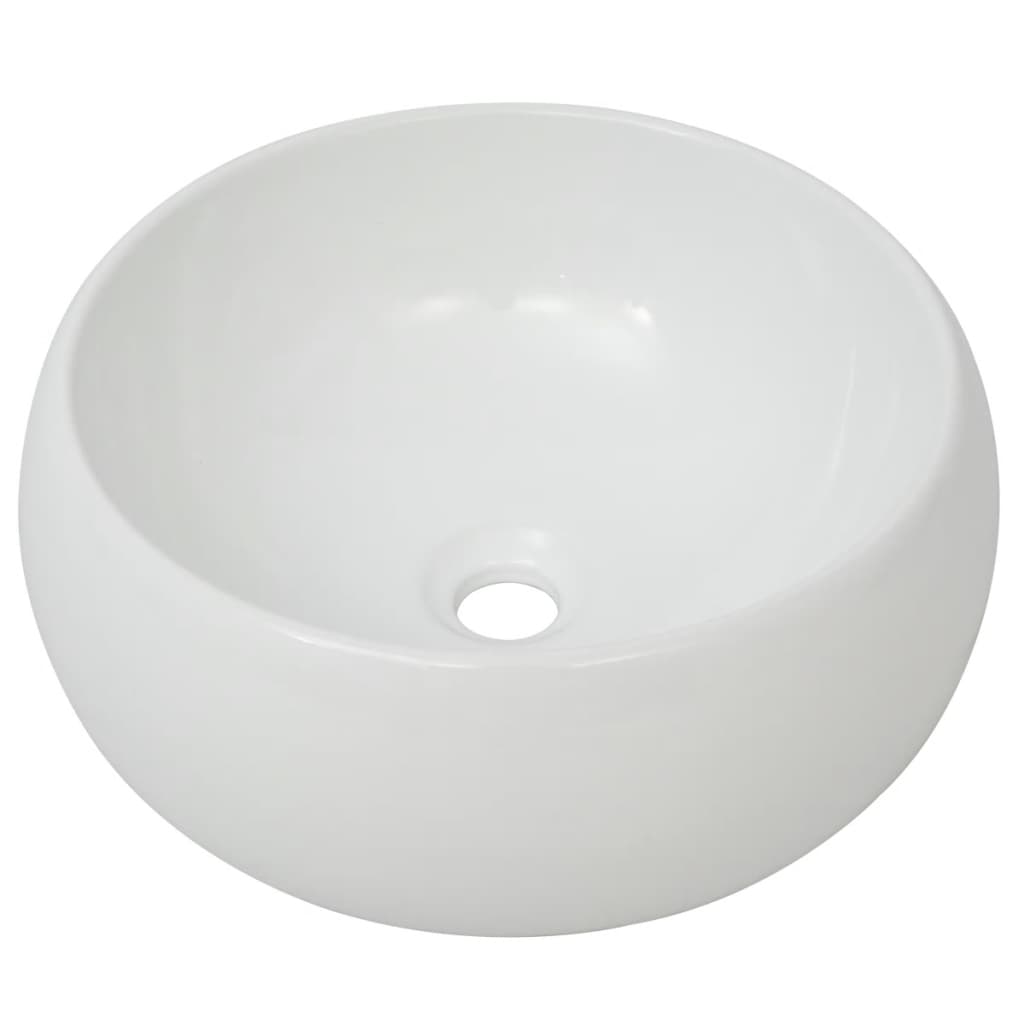 vidaXL Bathroom Basin with Mixer Tap Ceramic Round White