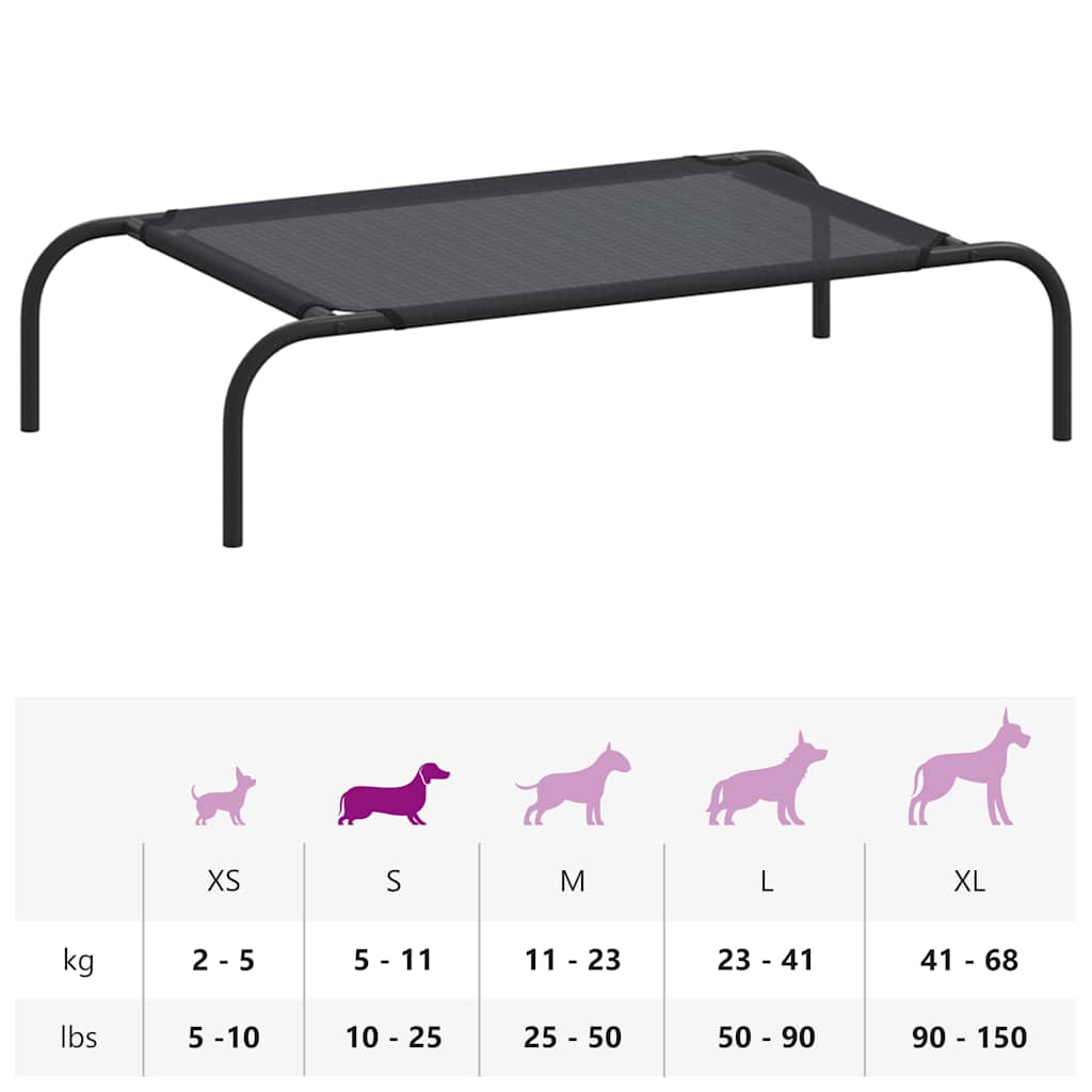 vidaXL Elevated Dog Bed Black S Textilene