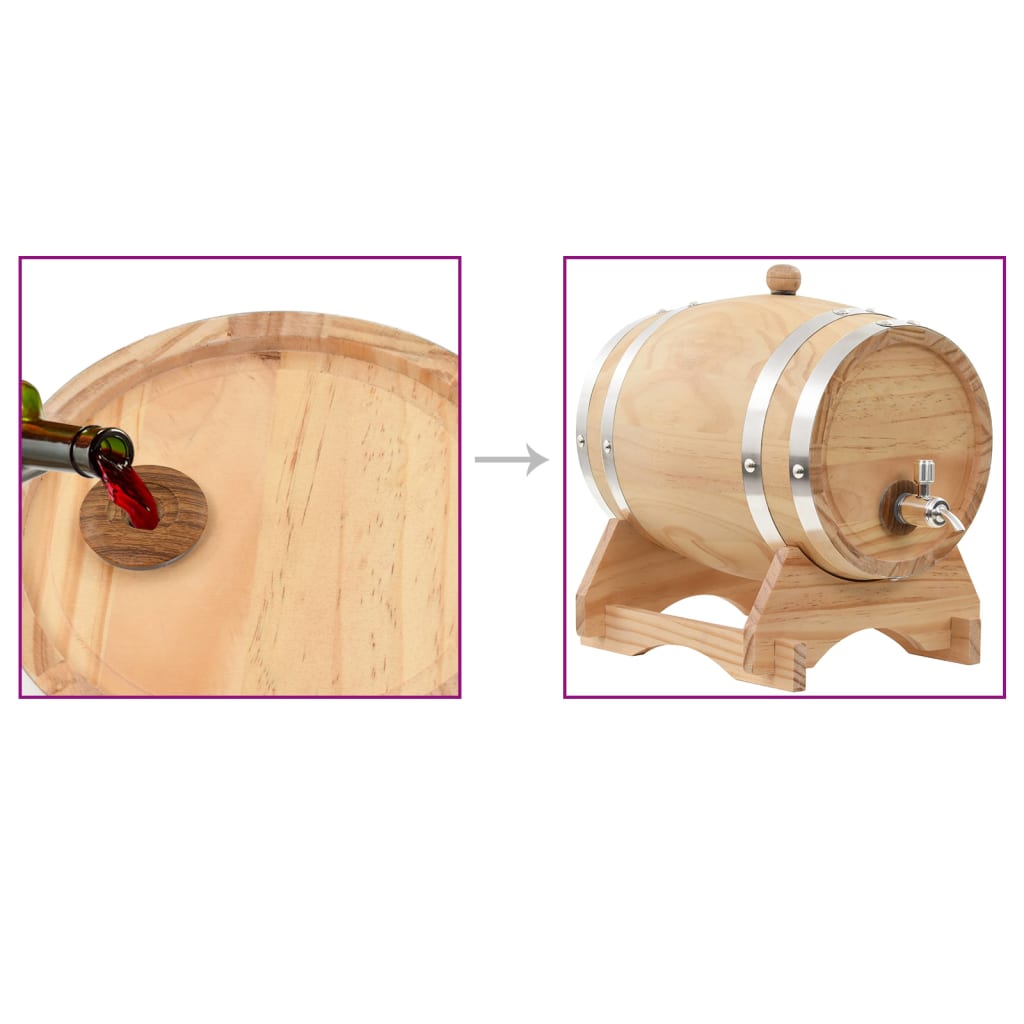 Wine Barrel with Tap Solid Pinewood 6 L