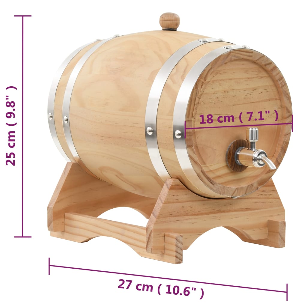 Wine Barrel with Tap Solid Pinewood 6 L