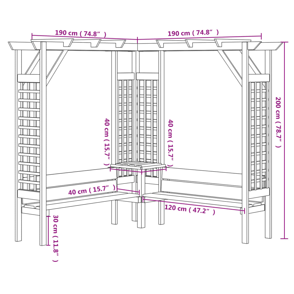 vidaXL Corner Pergola with Bench Impregnated Pinewood