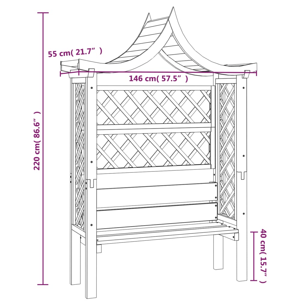 vidaXL Garden Pergola with Roof and Bench Impregnated Pinewood