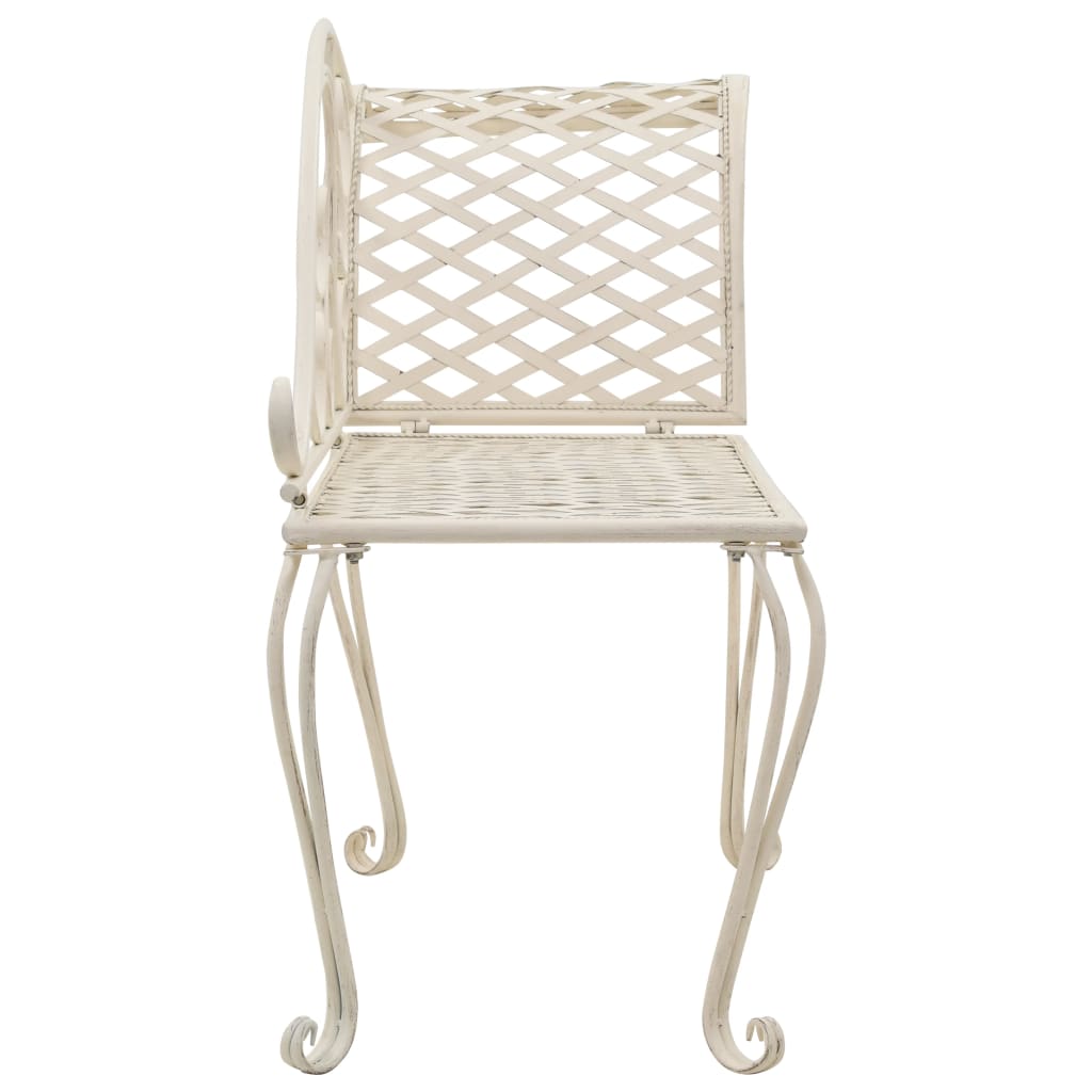Garden Chaise Lounge | Antique White | Metal | Decorative Inlays