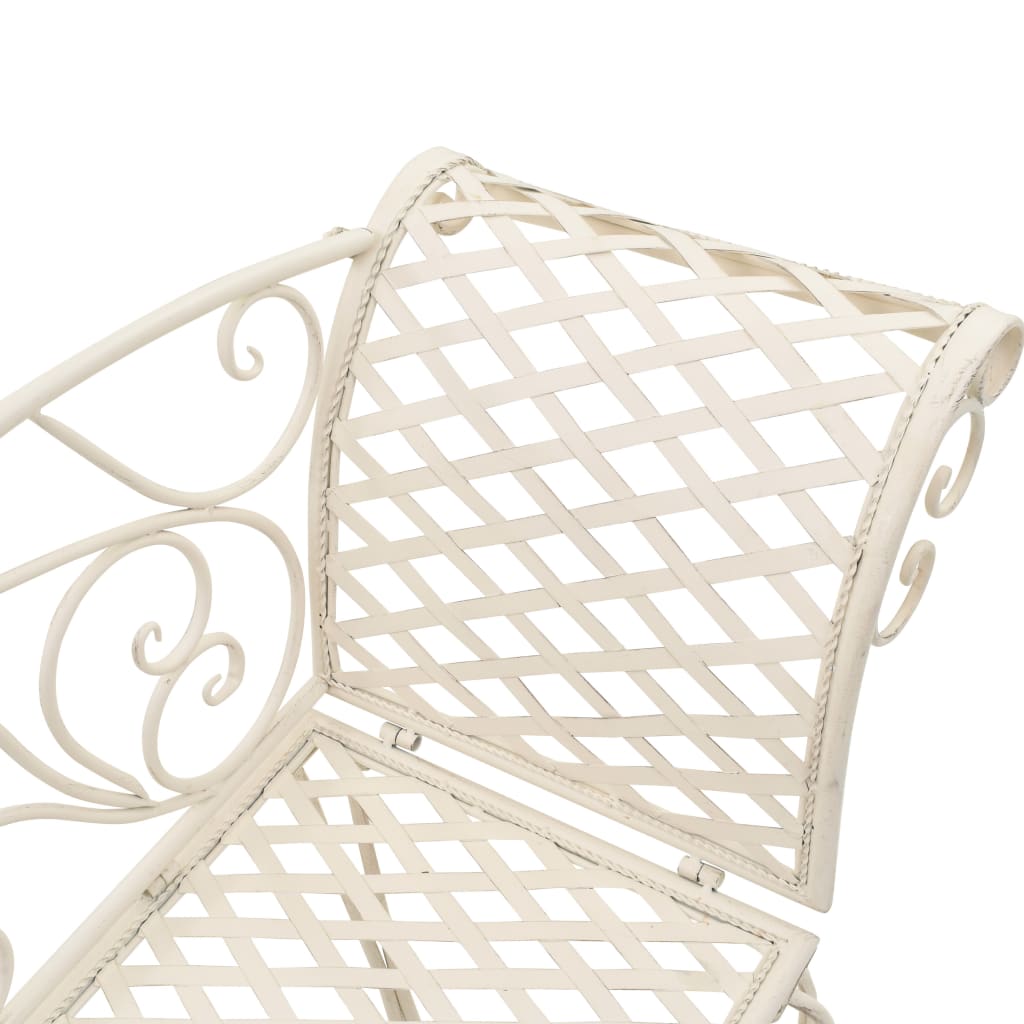 Garden Chaise Lounge | Antique White | Metal | Decorative Inlays