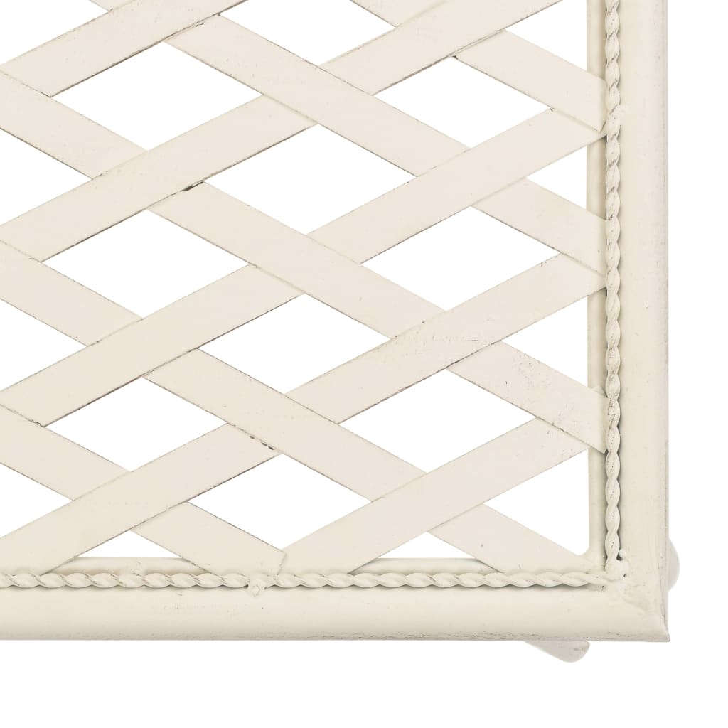 Garden Chaise Lounge | Antique White | Metal | Decorative Inlays