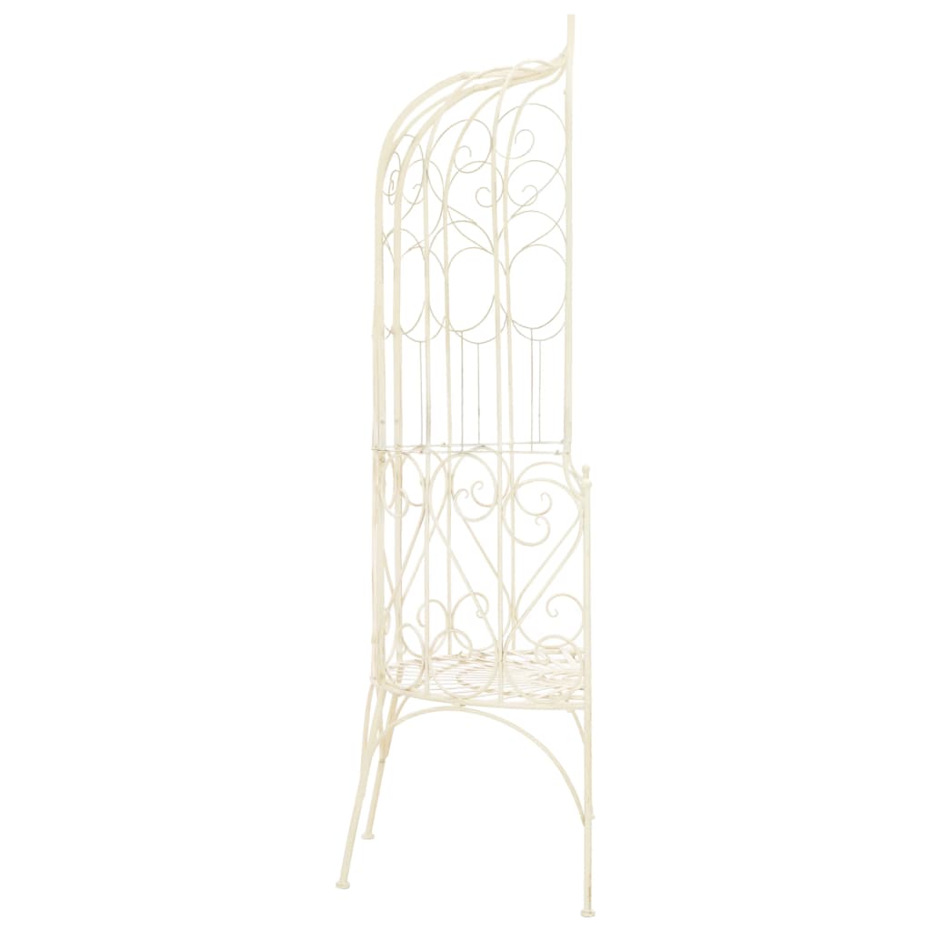 Garden Bench | Antique White | Wrought Iron | Medium | Decorative Inlays