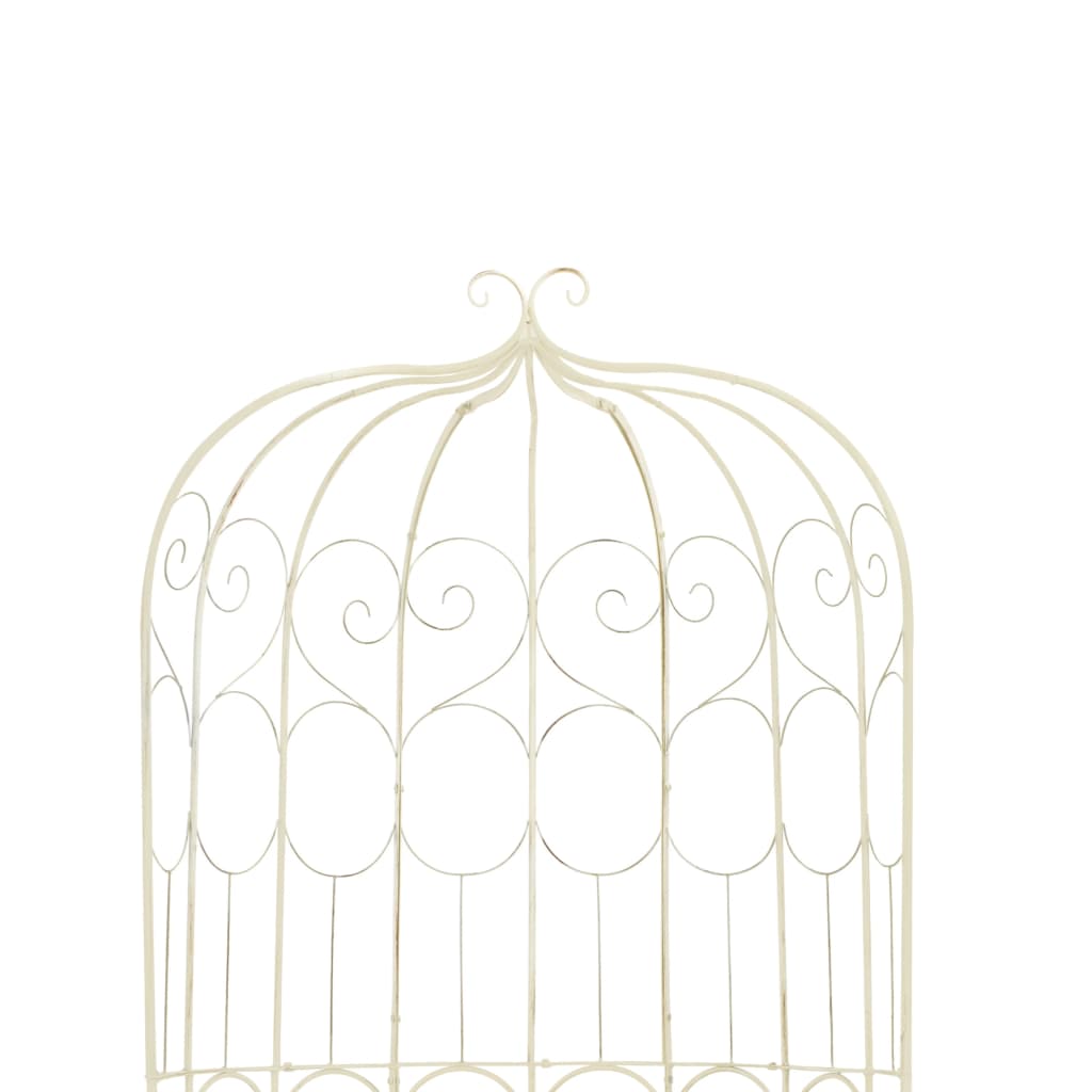 Garden Bench | Antique White | Wrought Iron | Medium | Decorative Inlays
