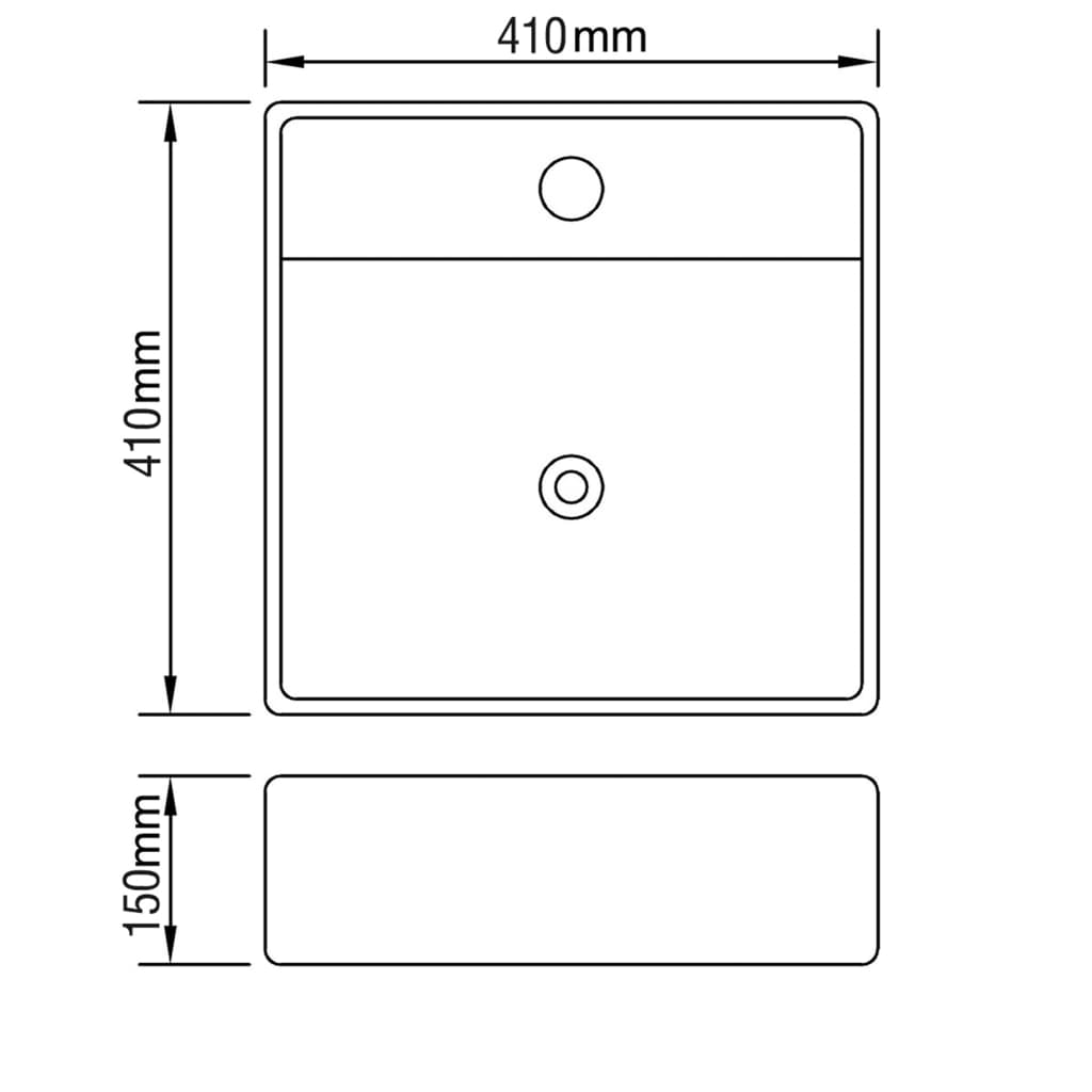 vidaXL Wash Basin with Overflow 41x41x15 cm Ceramic Gold