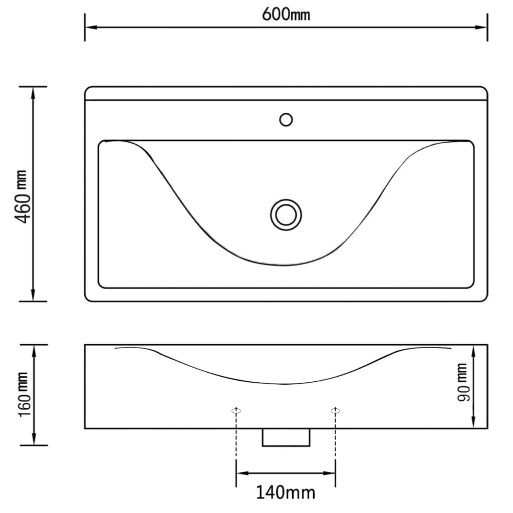 vidaXL Wash Basin with Overflow 60x46x16 cm Ceramic Silver