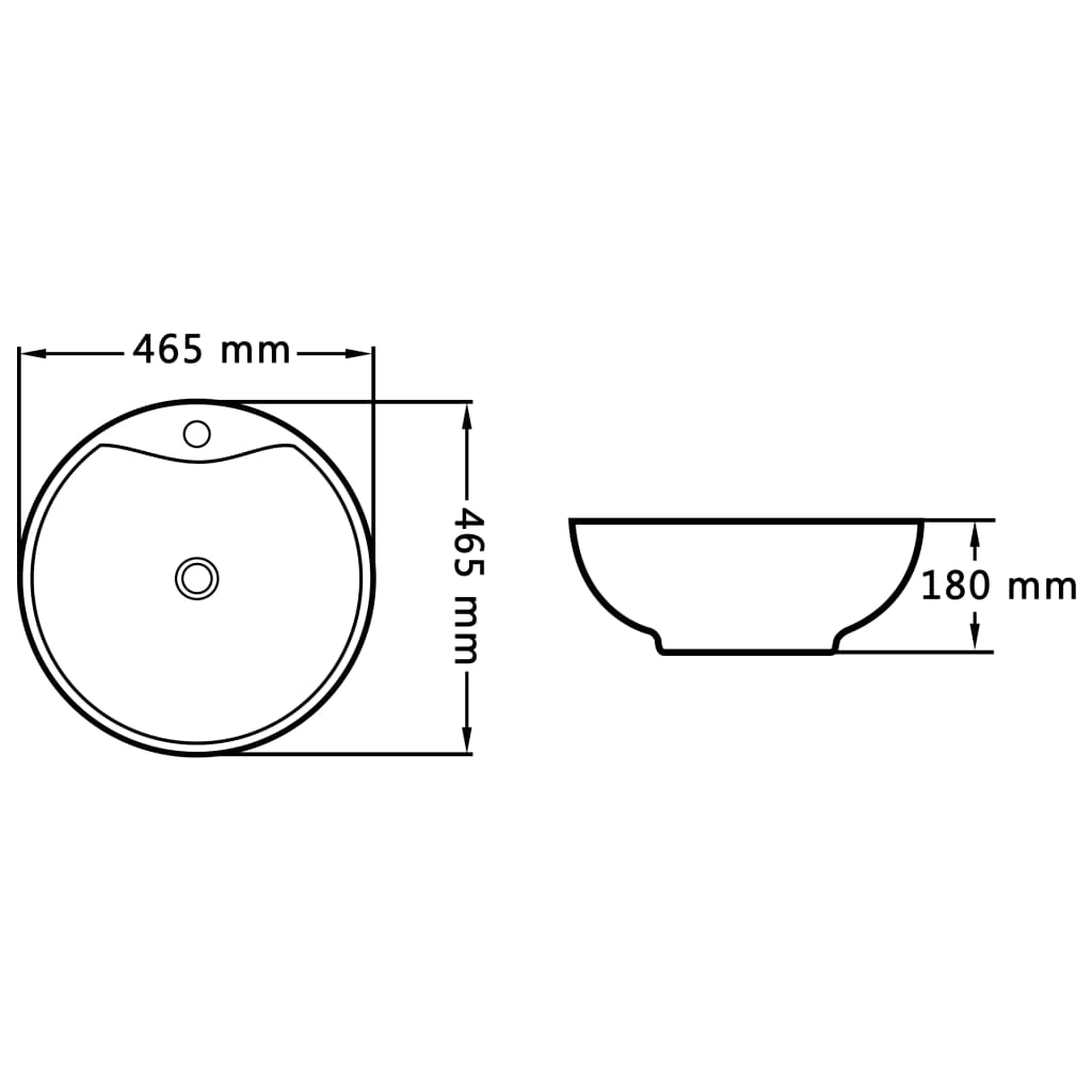 vidaXL Wash Basin with Overflow 46.5x18 cm Ceramic White