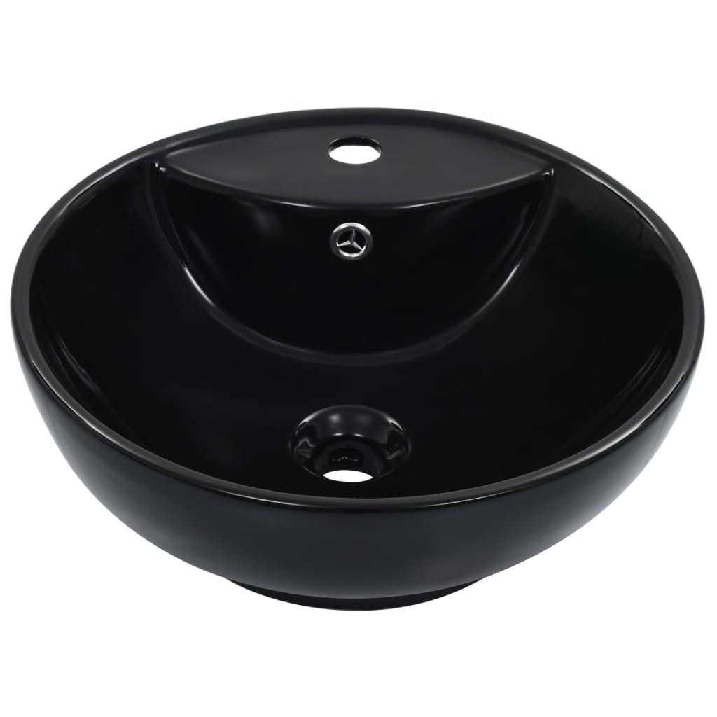 vidaXL Wash Basin with Overflow 46.5x18 cm Ceramic Black