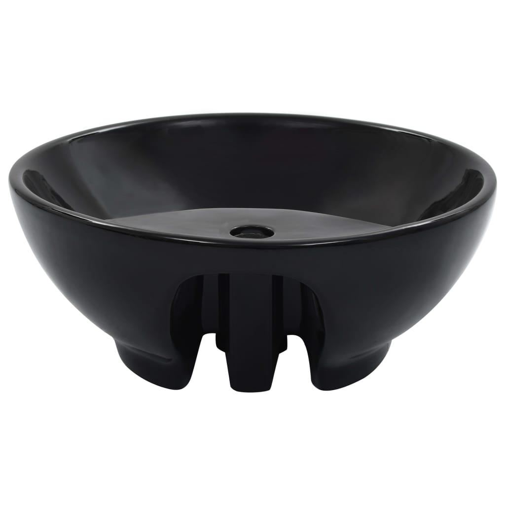 vidaXL Wash Basin with Overflow 46.5x18 cm Ceramic Black