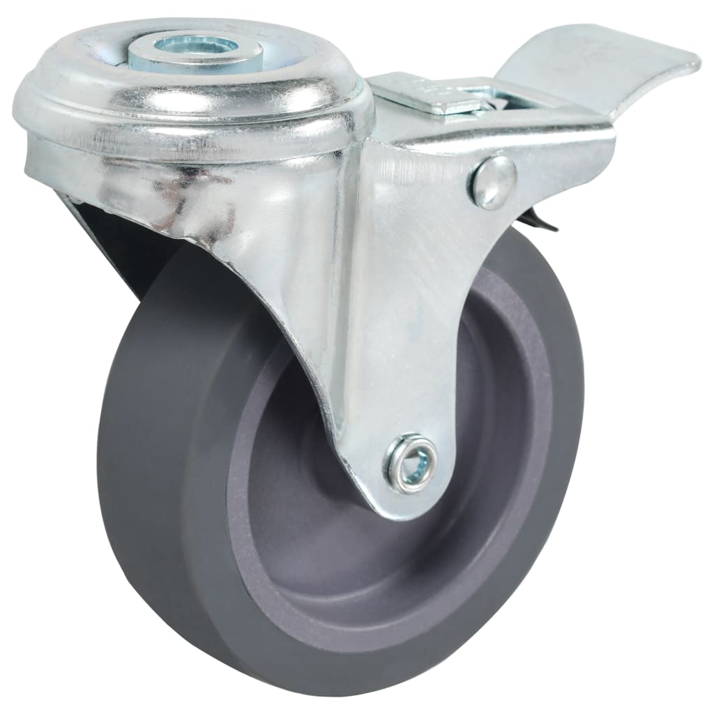 Bolt Hole Swivel Casters with Double Brakes 4 pcs 75 mm