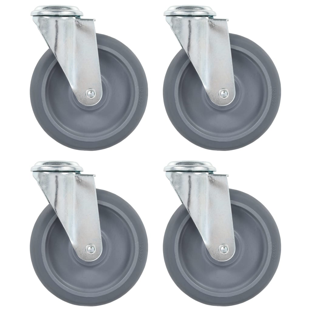Bolt Hole Swivel Casters 4 pcs 125 mm