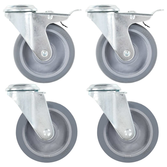 Bolt Hole Swivel Casters 4 pcs 100 mm