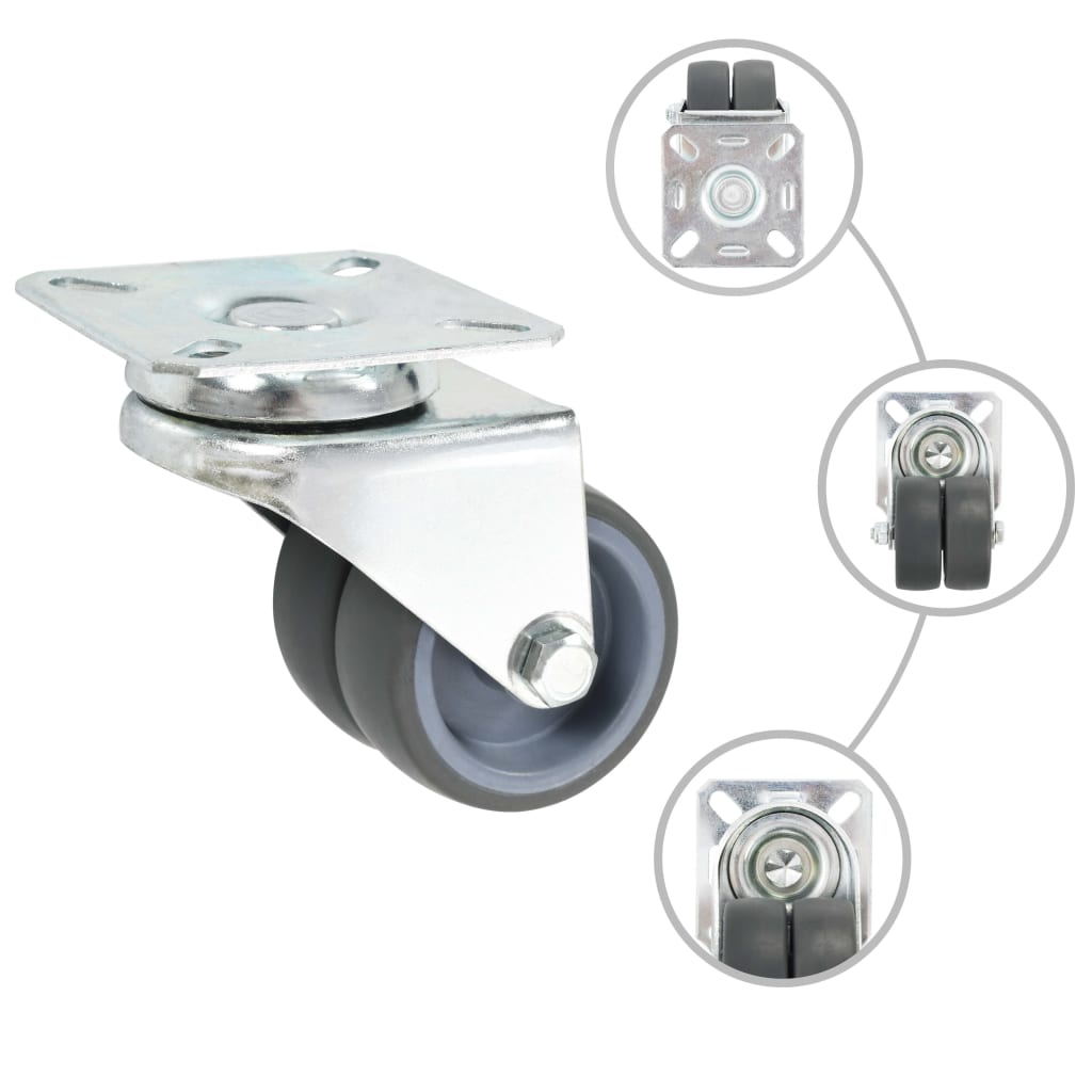 vidaXL Twin-wheel Swivel Casters 4 pcs 50 mm