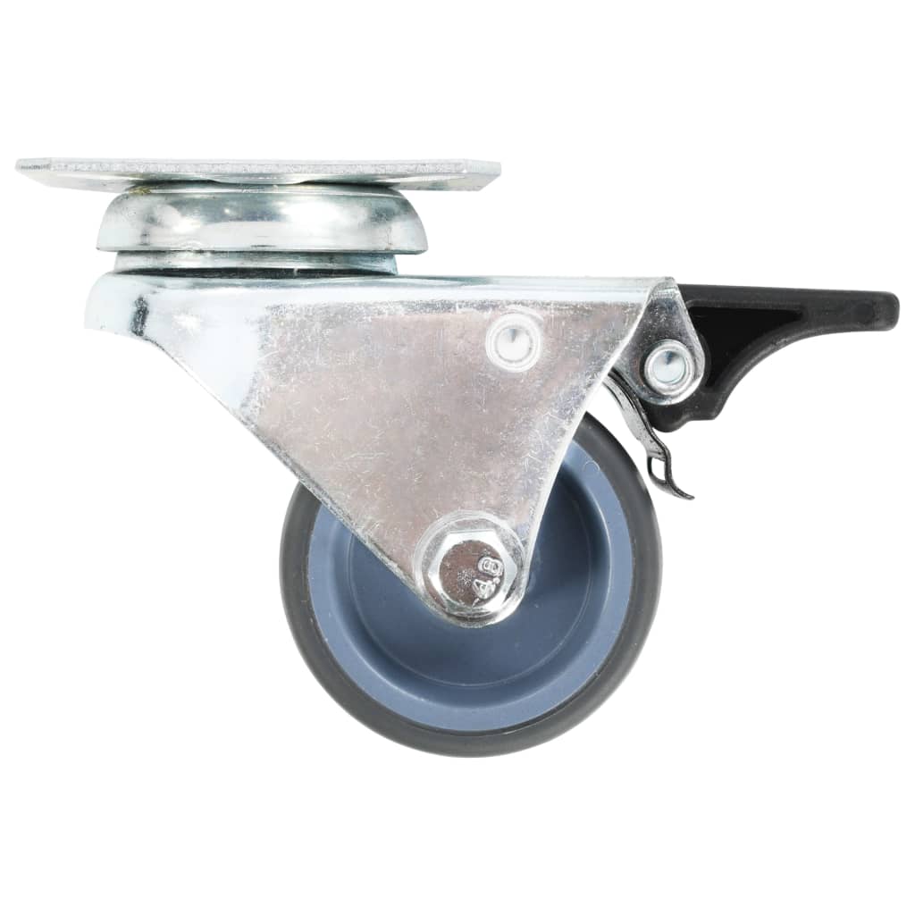 Twin-wheel Swivel Casters with Double Brakes 4 pcs 50 mm