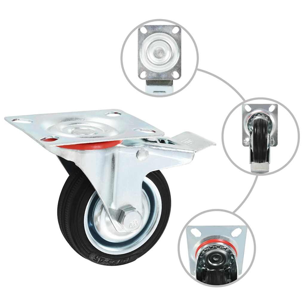 Swivel Casters with Double Brakes 4 pcs 75 mm
