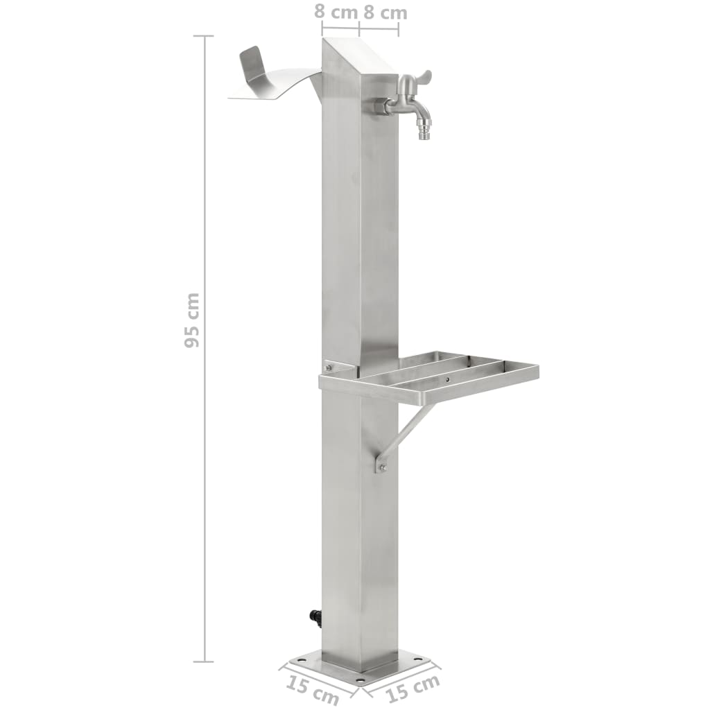 vidaXL Garden Water Column Stainless Steel Square 95 cm