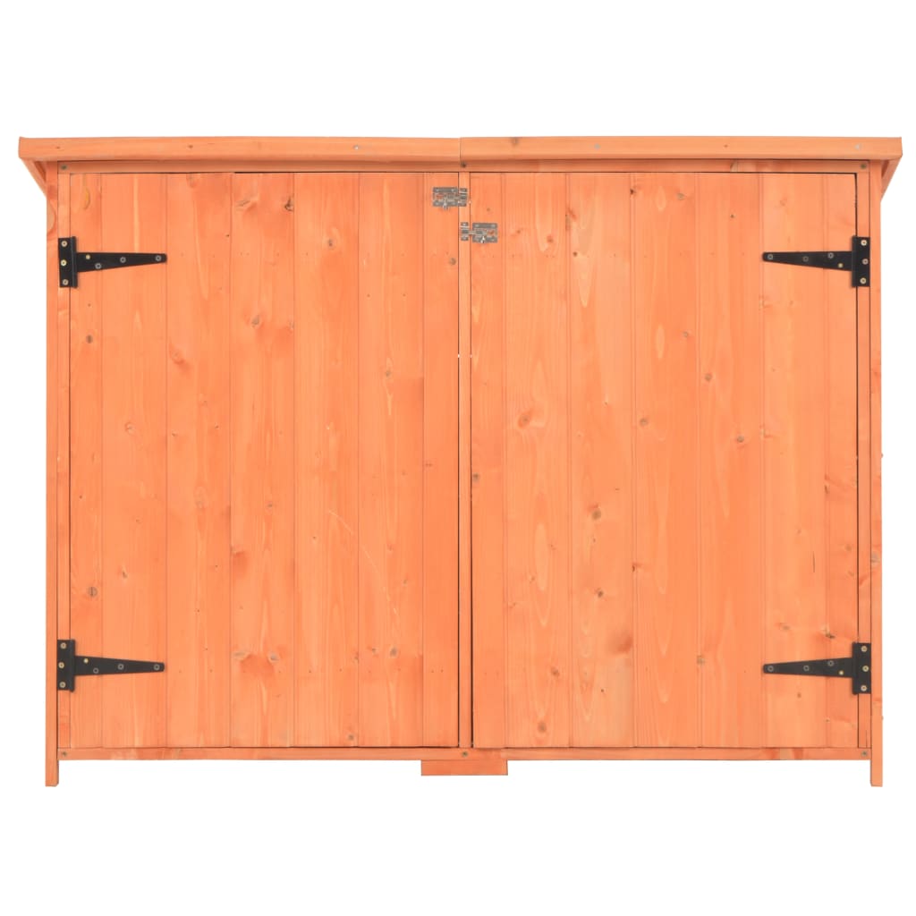 Garden Storage Shed | Orange Brown | Wood, Plywood | 128 x 42 x 91 cm