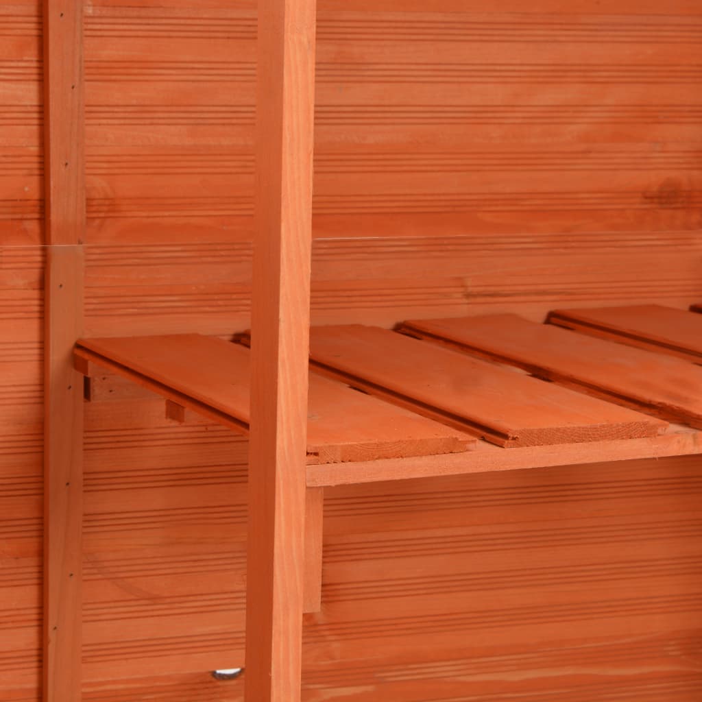 Garden Storage Shed | Orange Brown | Wood, Plywood | 128 x 42 x 91 cm