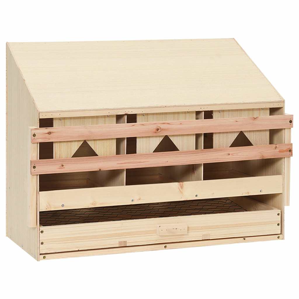 Chicken Laying Nest 3 Compartments 72x33x54 cm Solid Pine Wood