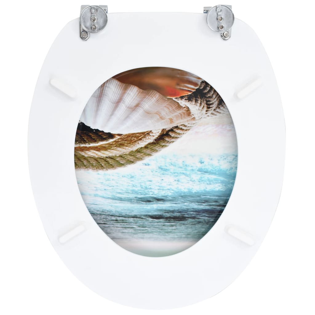 vidaXL WC Toilet Seat with Lid MDF Muschel Design