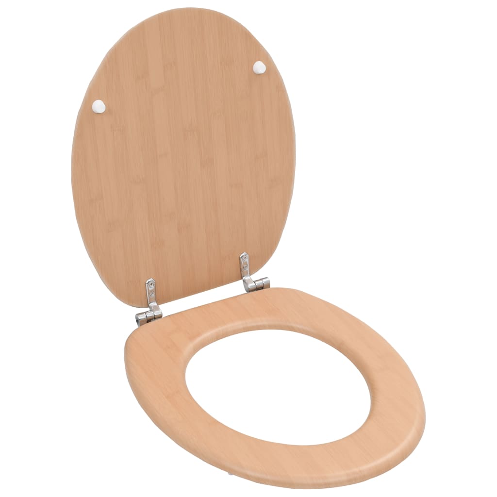 vidaXL WC Toilet Seat with Lid MDF Bamboo Design